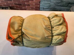 Guantes de carnaza reforzado borde naranja (par)