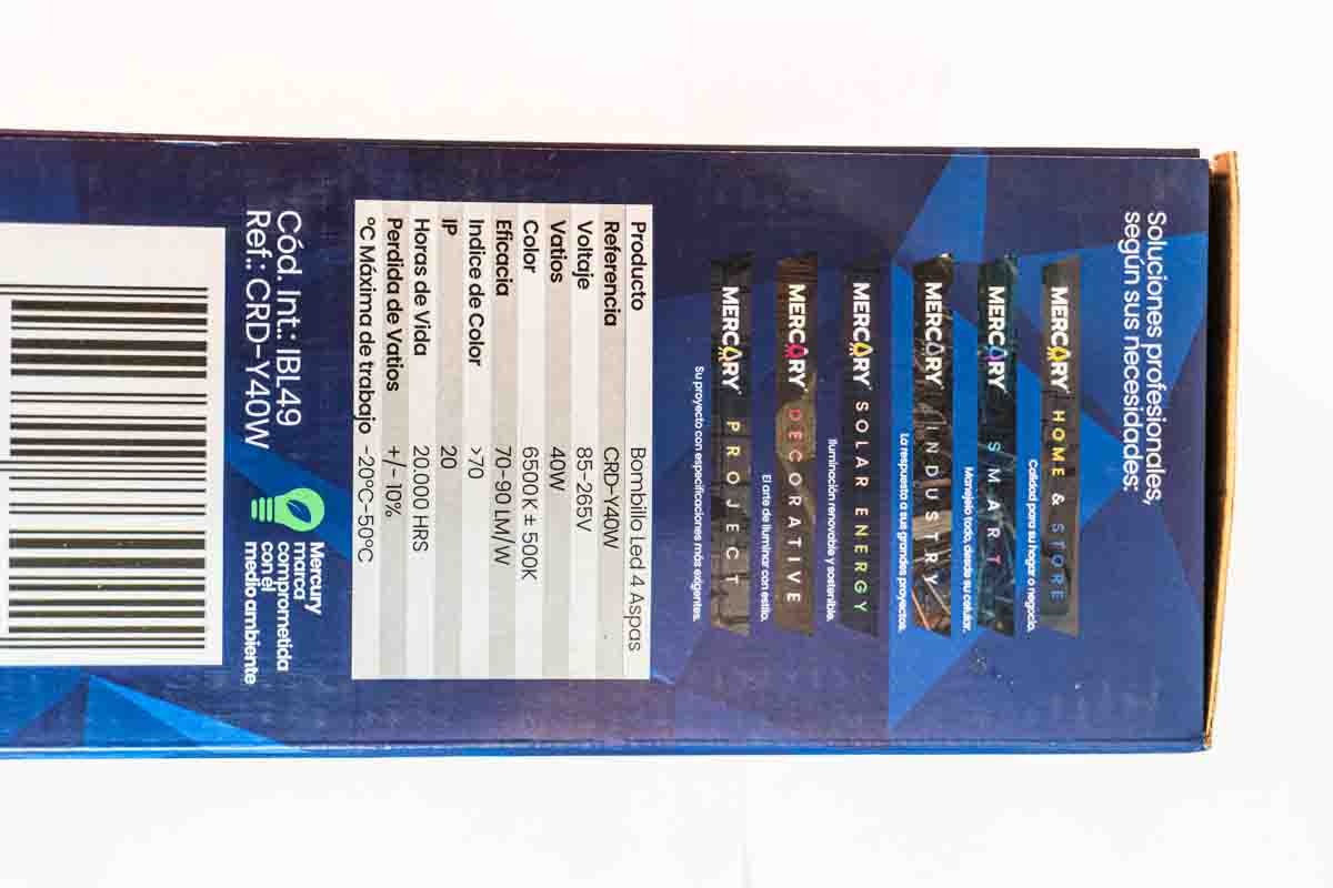 Bombillo 50W led E27 6500k 4 Aspas - Imagen 2