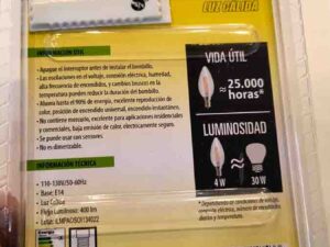 Bombillo led  4W E14 2700K Velita Fil